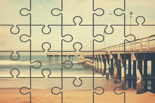 A Blast from the Past Subdued Retro Coastal Landscape Digital Jigsaw Puzzle