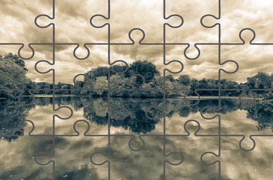 Autumn Reflections Split Tone Landscape Photograph Digital Jigsaw Puzzle