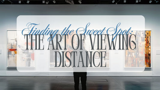 Finding the Sweet Spot The Art of Viewing Distance. Image of man standing in front of abstract art on a gallery wall