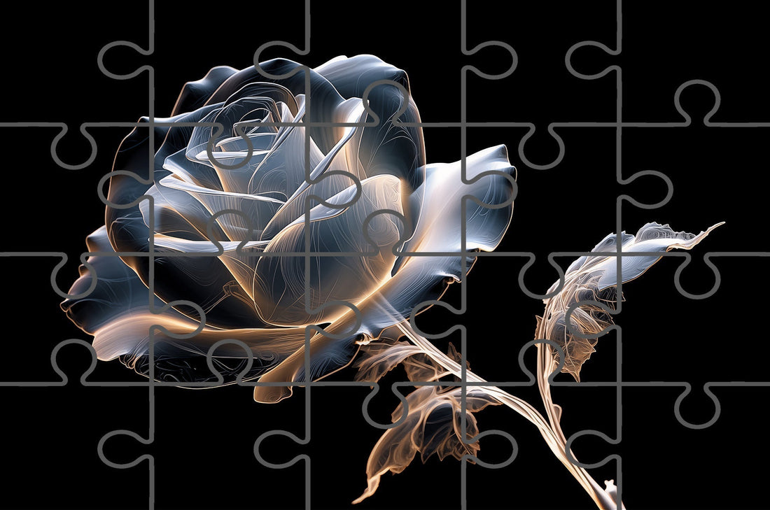 Ghostly Bloom X-Ray Effect Illustration - Digital Floral Artwork Free Online Jigsaw Puzzle