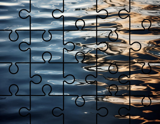 Golden Hour on the Water Photorealistic Digital Painting Minimal Water Illustration Digital Puzzle