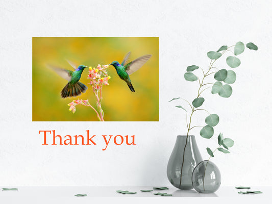 Hummingbirds with Little Pink Flowers Loose Wall Art Print in our Houzz shop