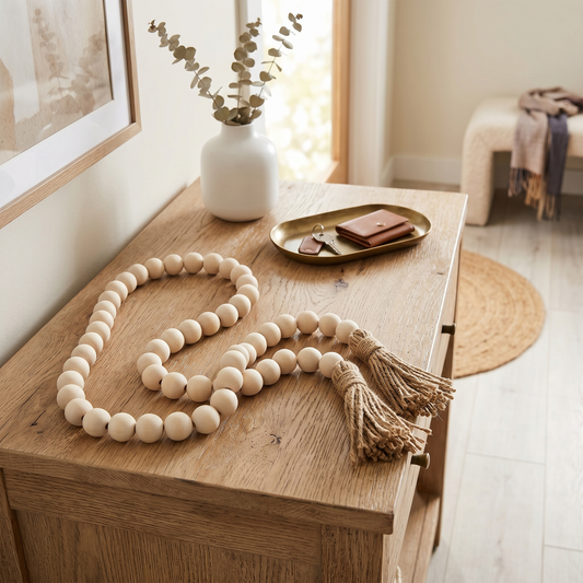 20 MM Wood Bead Garland Natural (4)