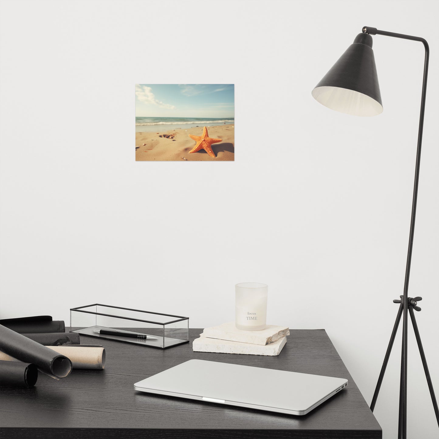 8X10 Beach Prints: A Moment of Serenity Starfish on Beach Photorealism - Digital Artwork Loose Print