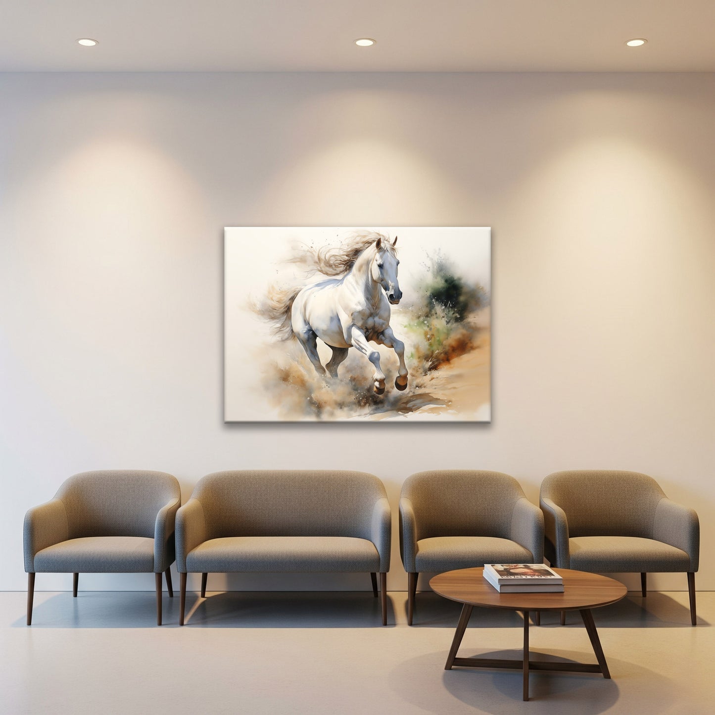 A Field of Dreams Watercolor Painting Digital Watercolor Painting in Lobby Setting