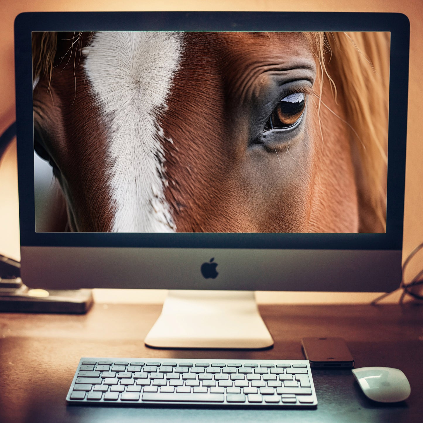 A Gentle Giant's Eye Photorealistic Horse Art Wallpaper for Computer 2