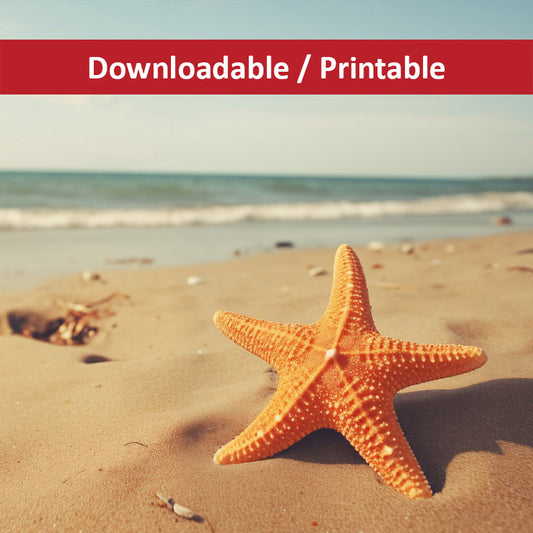A Moment of Serenity Starfish on Beach Photorealism Coastal Digital Download Art Prints