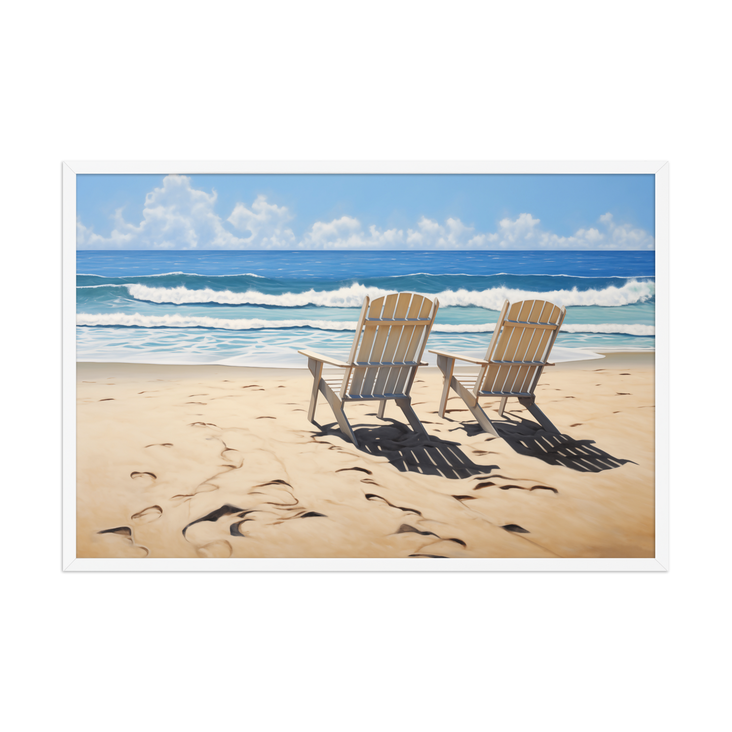 A Pair in Paradise Coastal Watercolor Digital Artwork Framed Art Wall Print (1)