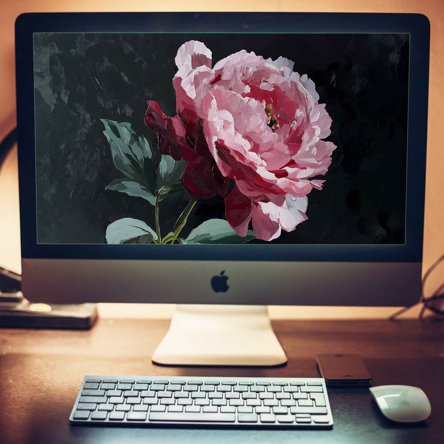 A Soft Illumination Floral Digital Artwork Peony Wallpaper for Computer Monitors, TVs, and Laptop Screens