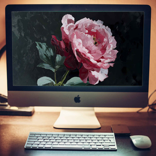 A Soft Illumination Floral Digital Artwork Peony Wallpaper for Computer Monitors, TVs, and Laptop Screens