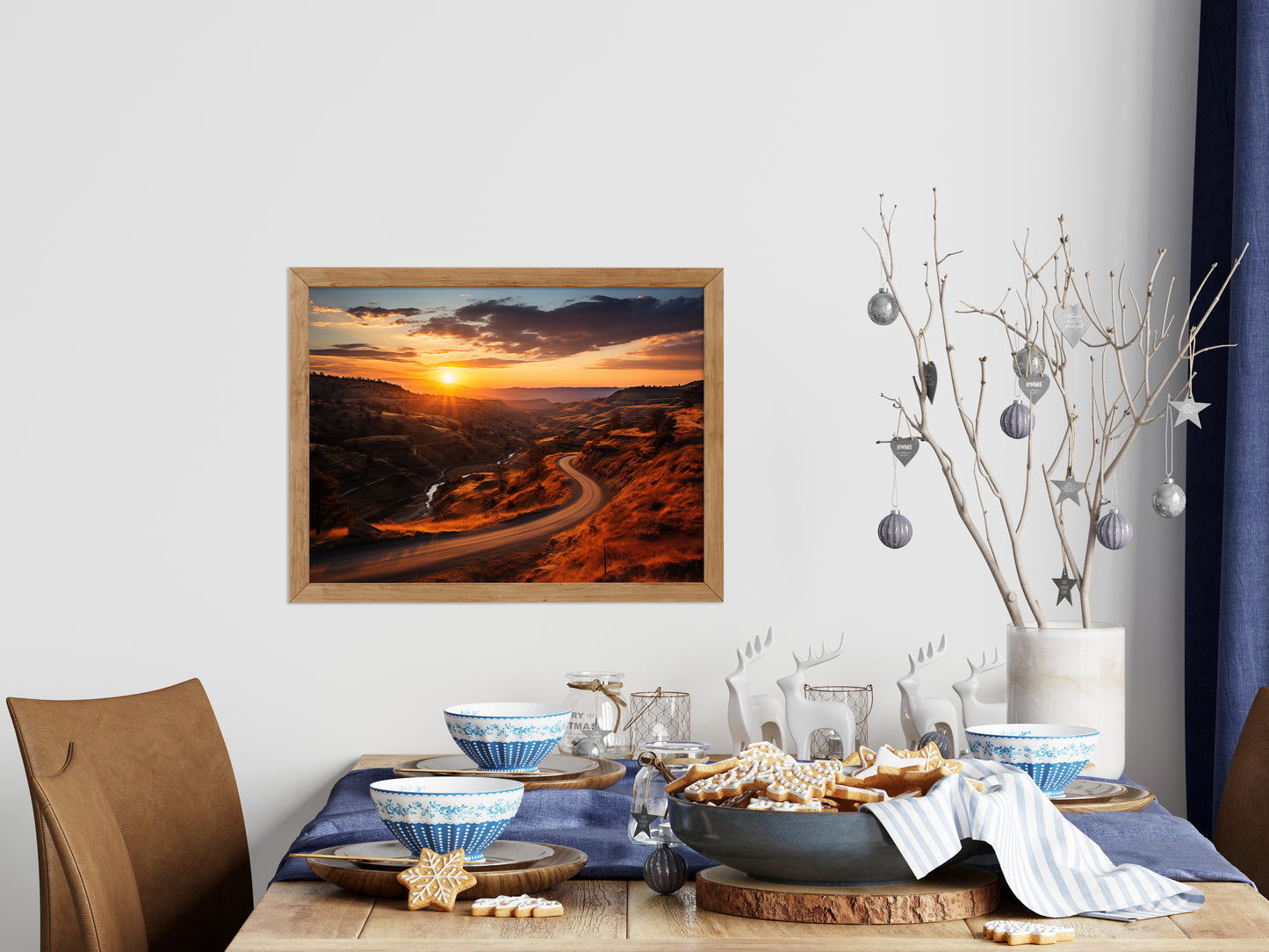 A Tranquil Trail Realism Painting Holiday Dining Room Setting