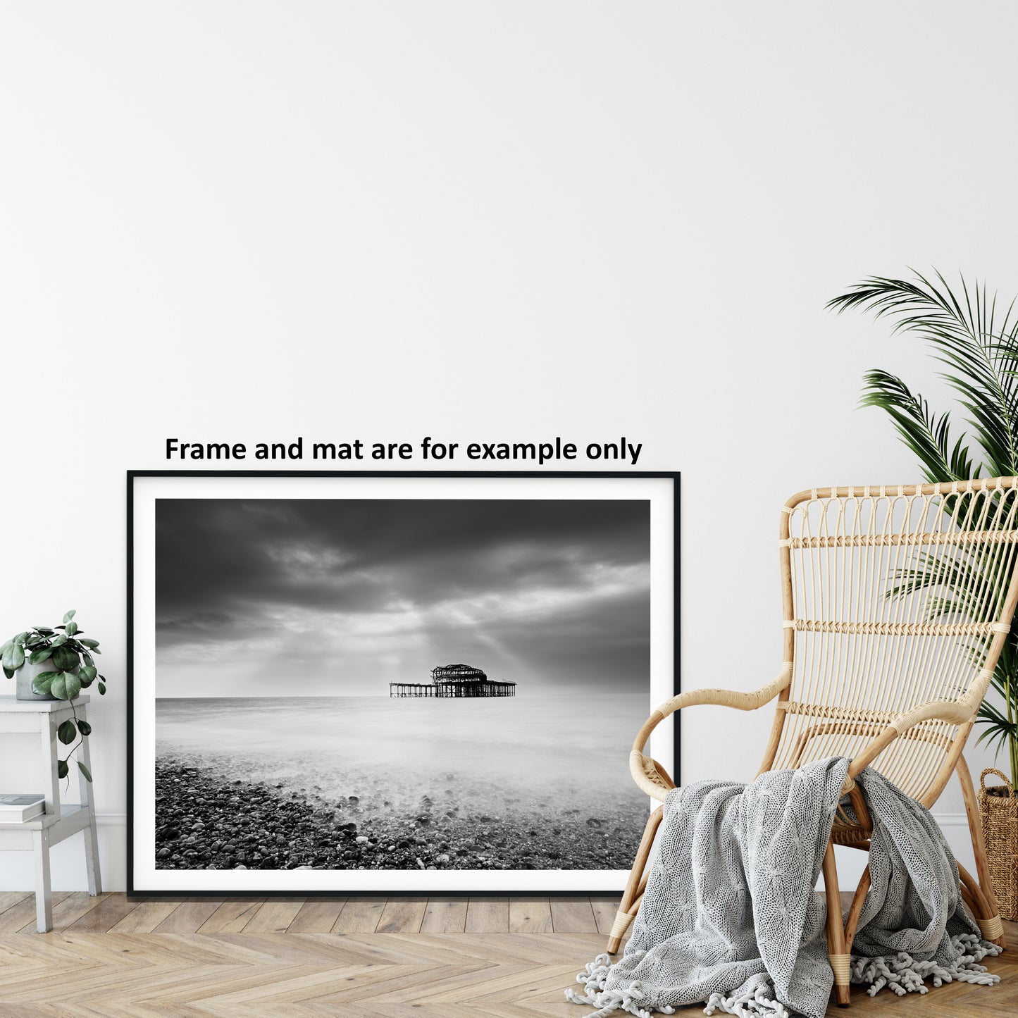 Beach Wallart: Abandoned West Pier Coastal Seascape Black and White Landscape Photo Loose Wall Art Prints