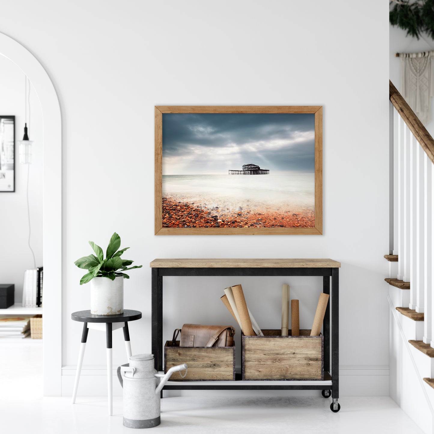 Wall Pictures For Hallway: Abandoned West Pier Vintage Gentle Touch Effect - Coastal / Beach / Seascape / Nature / Landscape Photo Framed Wall Art Print - Wall Decor - Artwork