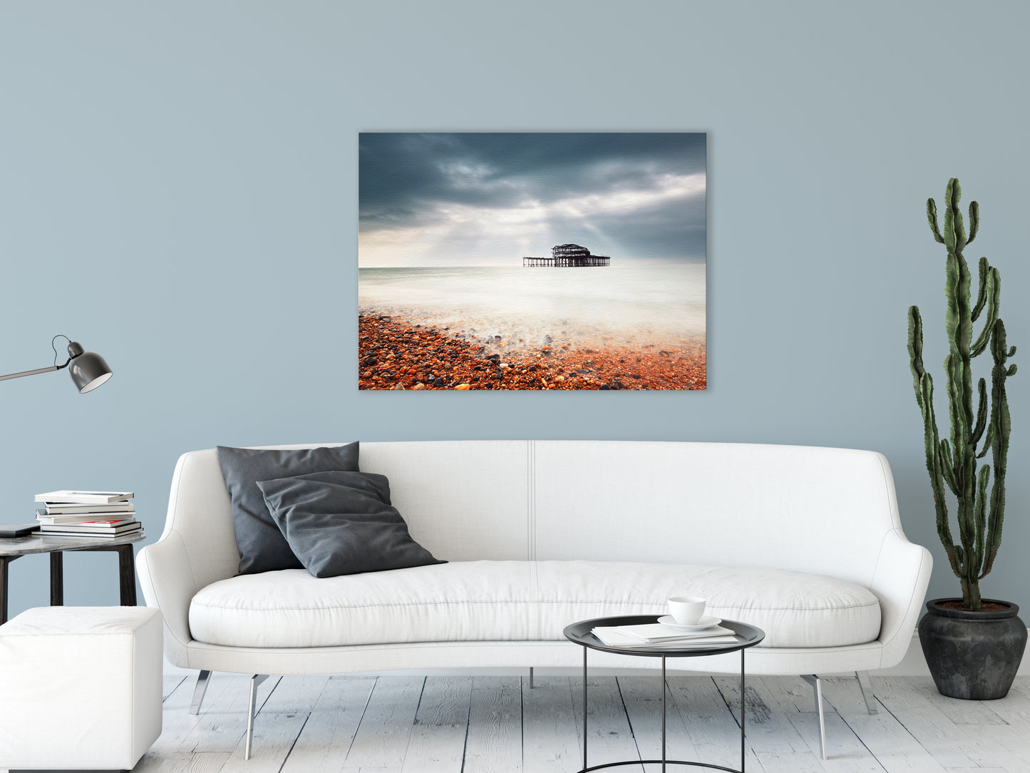 Landscape Prints For Living Room: Abandoned West Pier Vintage Gentle Touch Effect - Beach / Seascape / Nature / Landscape Photo Canvas Wall Art Print - Wall Decor - Artwork