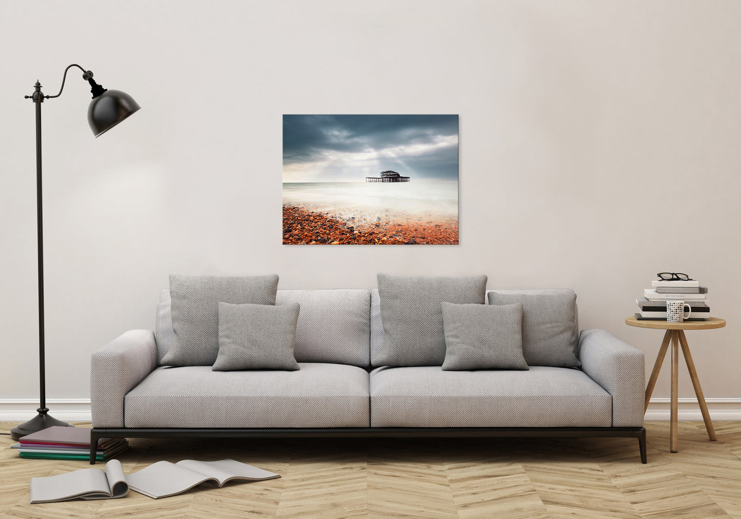 Landscape Wall Art For Living Room: Abandoned West Pier Vintage Gentle Touch Effect - Beach / Seascape / Nature / Landscape Photo Canvas Wall Art Print - Wall Decor - Artwork