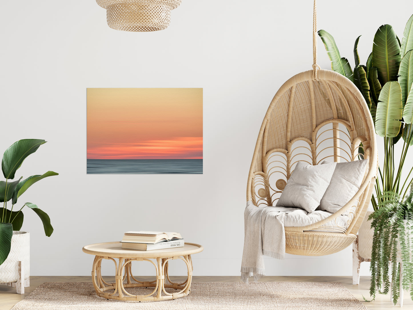 beach and coastal wall art, Abstract Color Blend Ocean Sunset Coastal Landscape Canvas - Beach Artwork Wall Decor