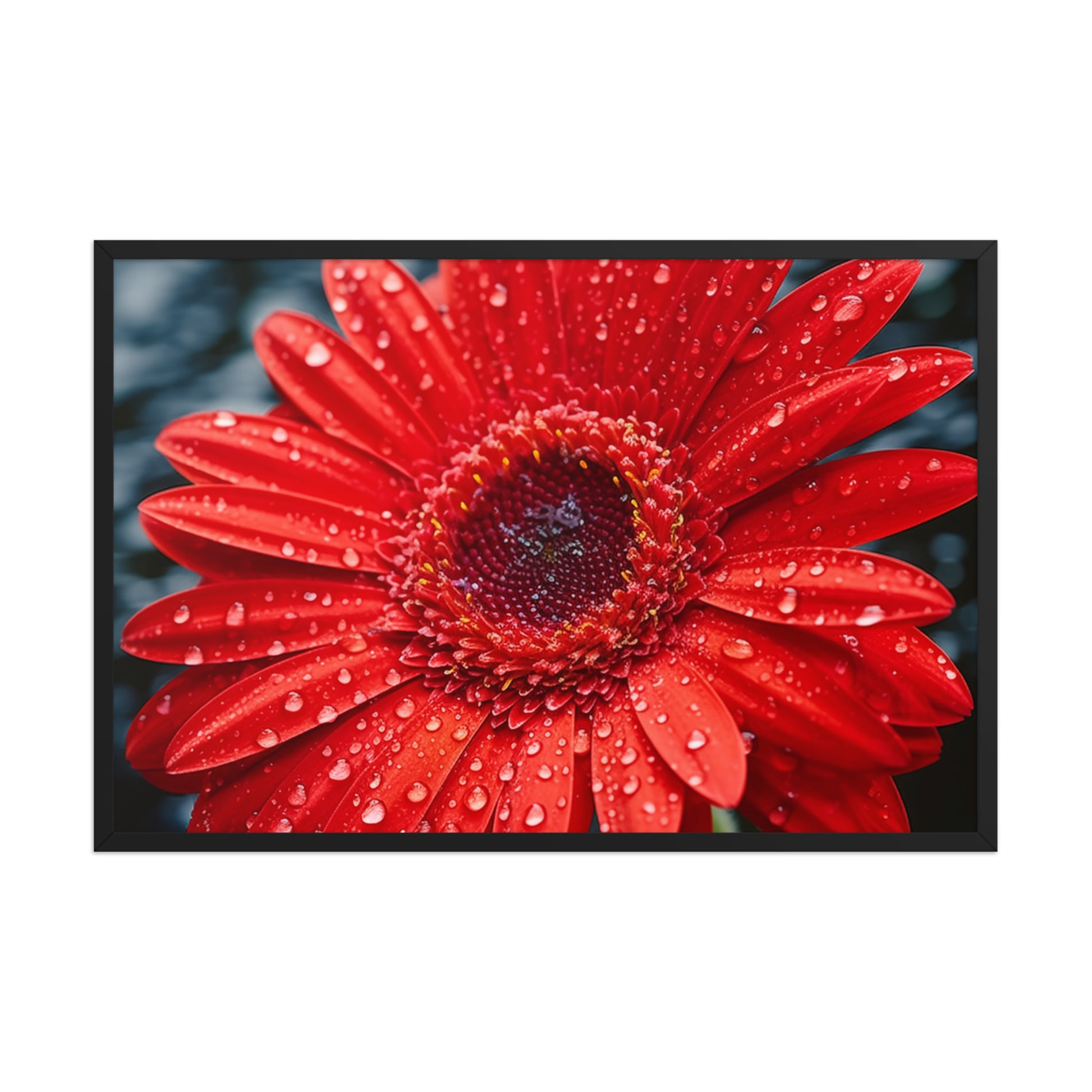 After the Rain Gerbera Daisy Photorealistic Floral Digital Artwork Framed Wall Art