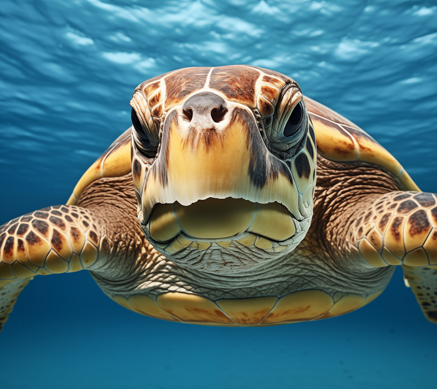Bathroom Picture Wall: Ancient Mariner Sea Turtle Coastal Photorealism - Digital Artwork Frameable Print