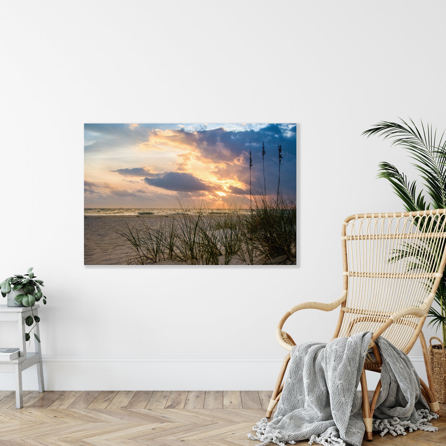 Beach Canvas Wall Art: Anna Maria Island Cloudy Beach Sunset 2 - Coastal / Beach / Seascape / Nature / Landscape Photo Canvas Wall Art Print - Decor - Artwork