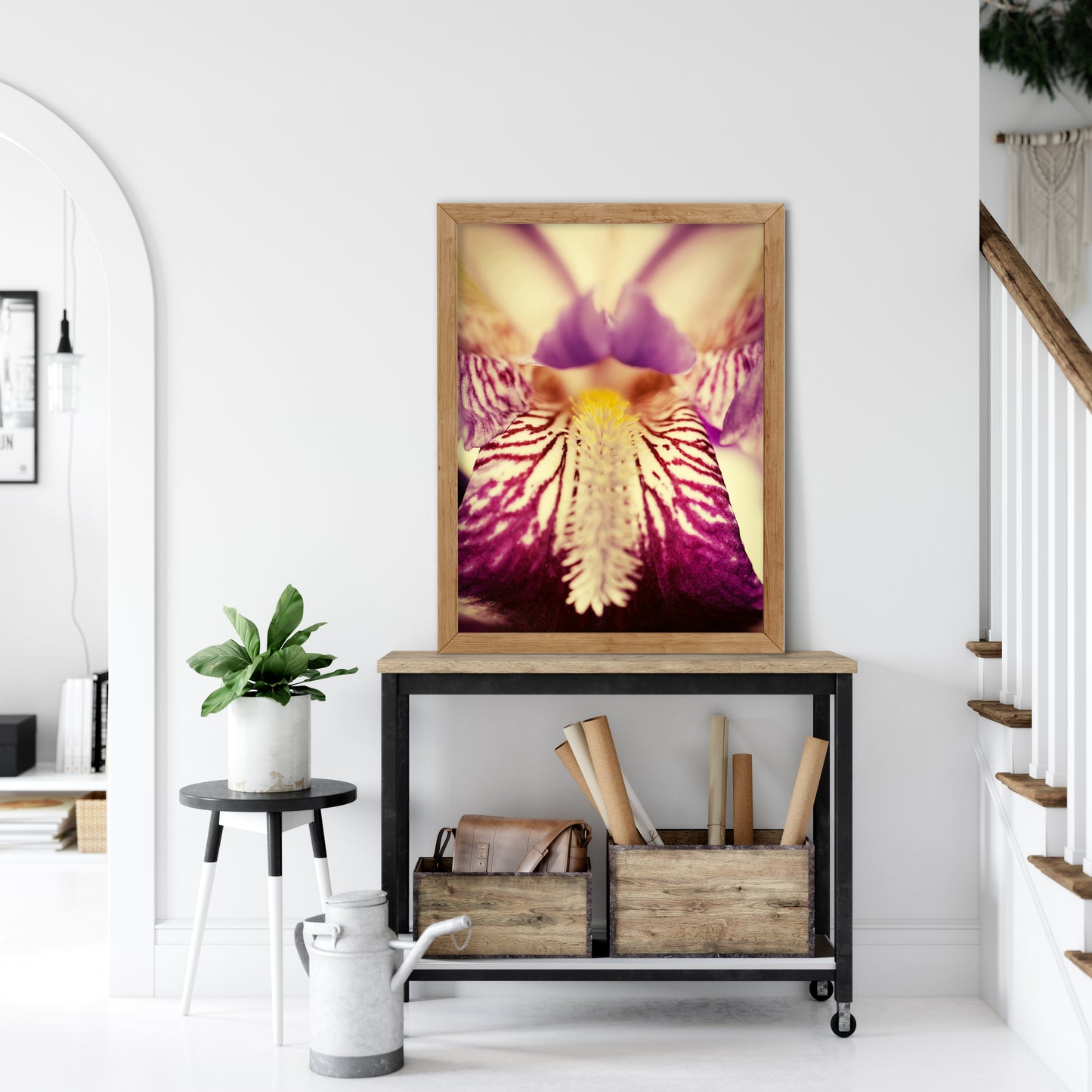 Wall Prints For Hallway: Antiqued Iris Floral / Flora / Botanical / Nature Photo Framed Wall Art Print - Artwork - Modern Wall Decor