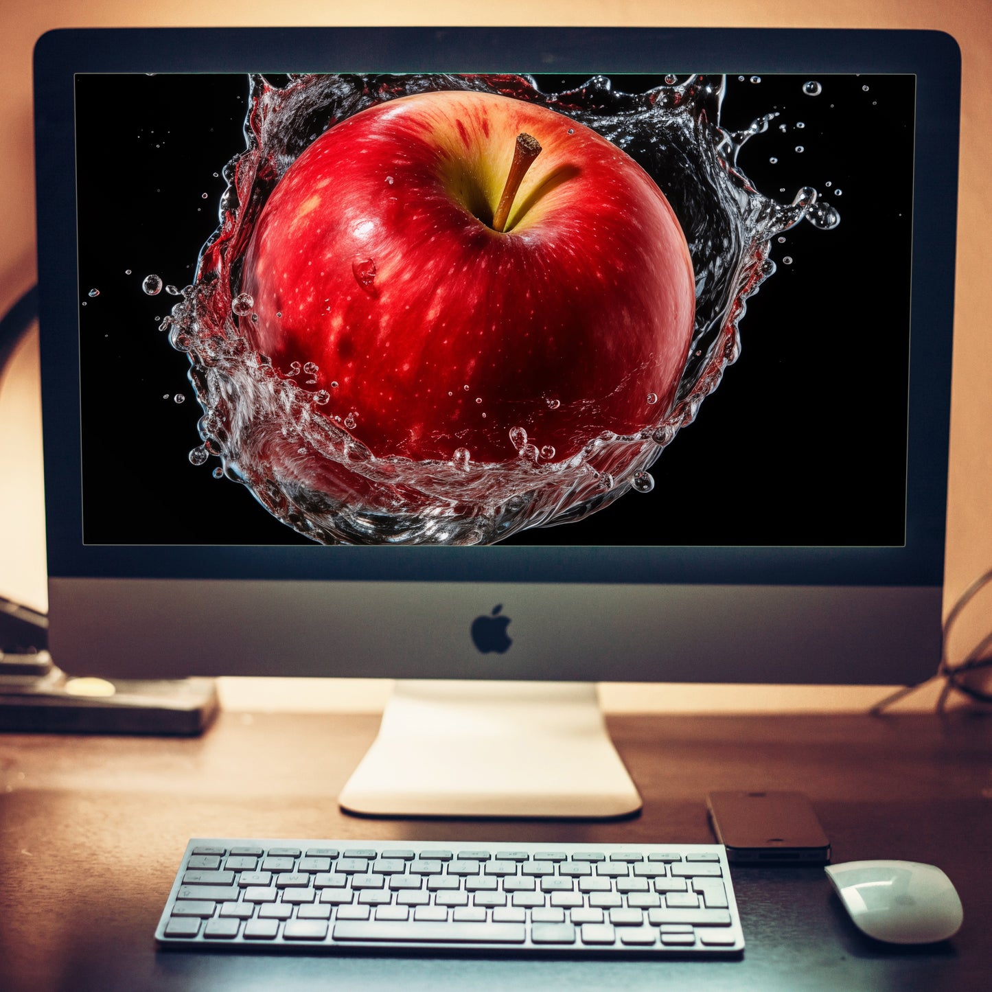 Apple Splashdown - Apple in Water Photorealistic Digital Artwork Wallpaper for Computers TVs and Laptops 2