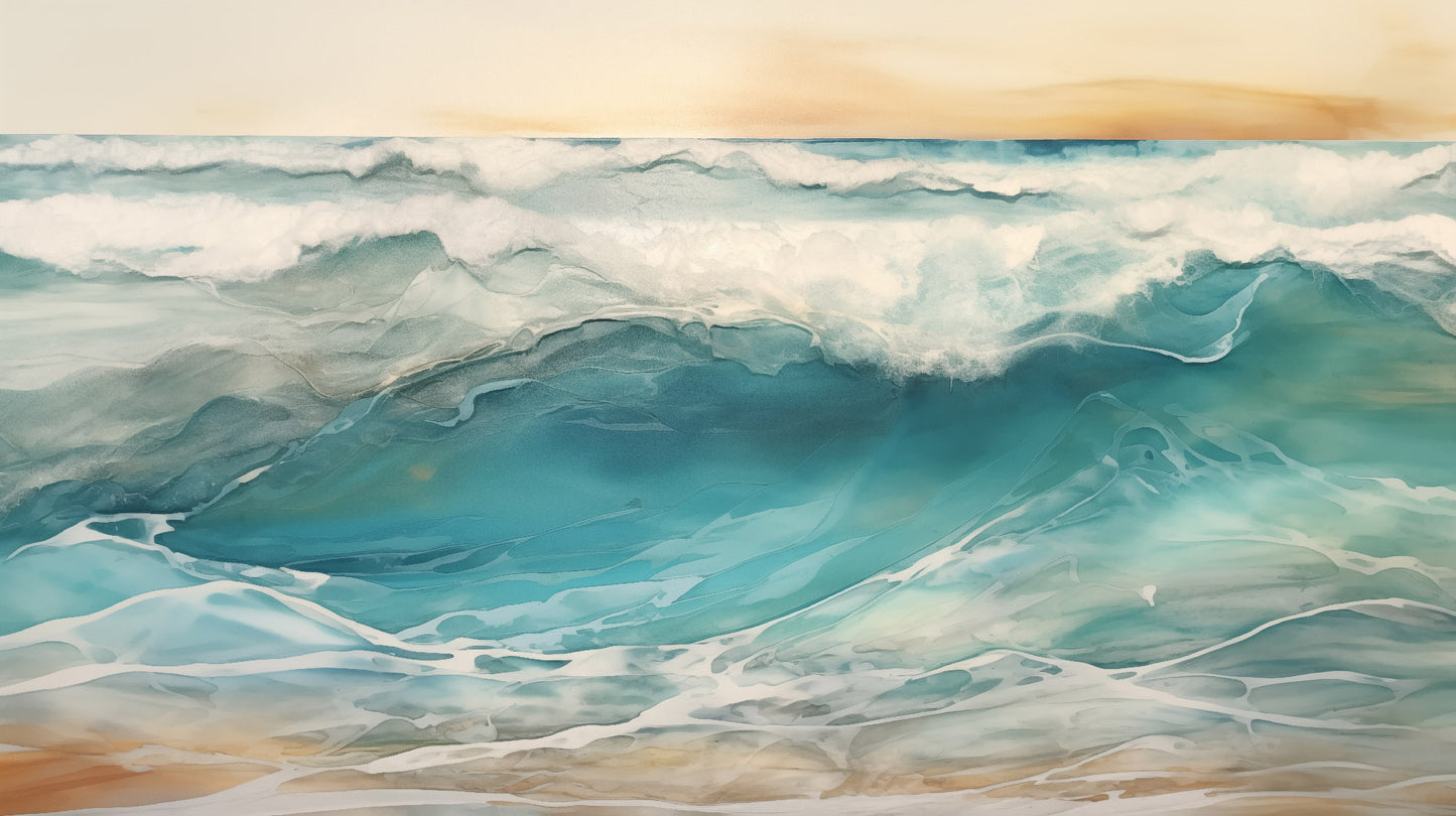 Aqua Awakening Encaustic Painting Digital Artwork Loose Art Print