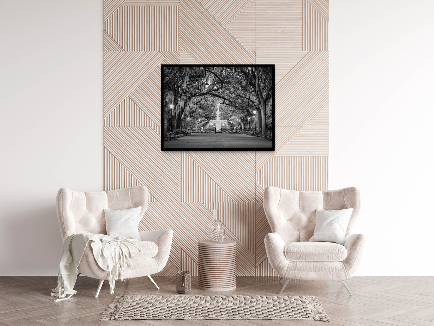 Fountain Forsyth Park Savannah Ga 4 Black and White Architectural Print Loose Wall Art Print