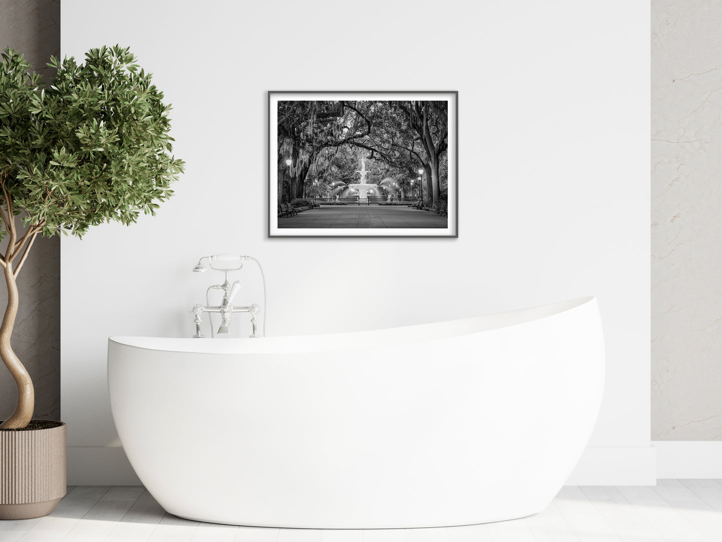 Fountain Forsyth Park Savannah Ga 4 Black and White Architectural Print Loose Wall Art Print