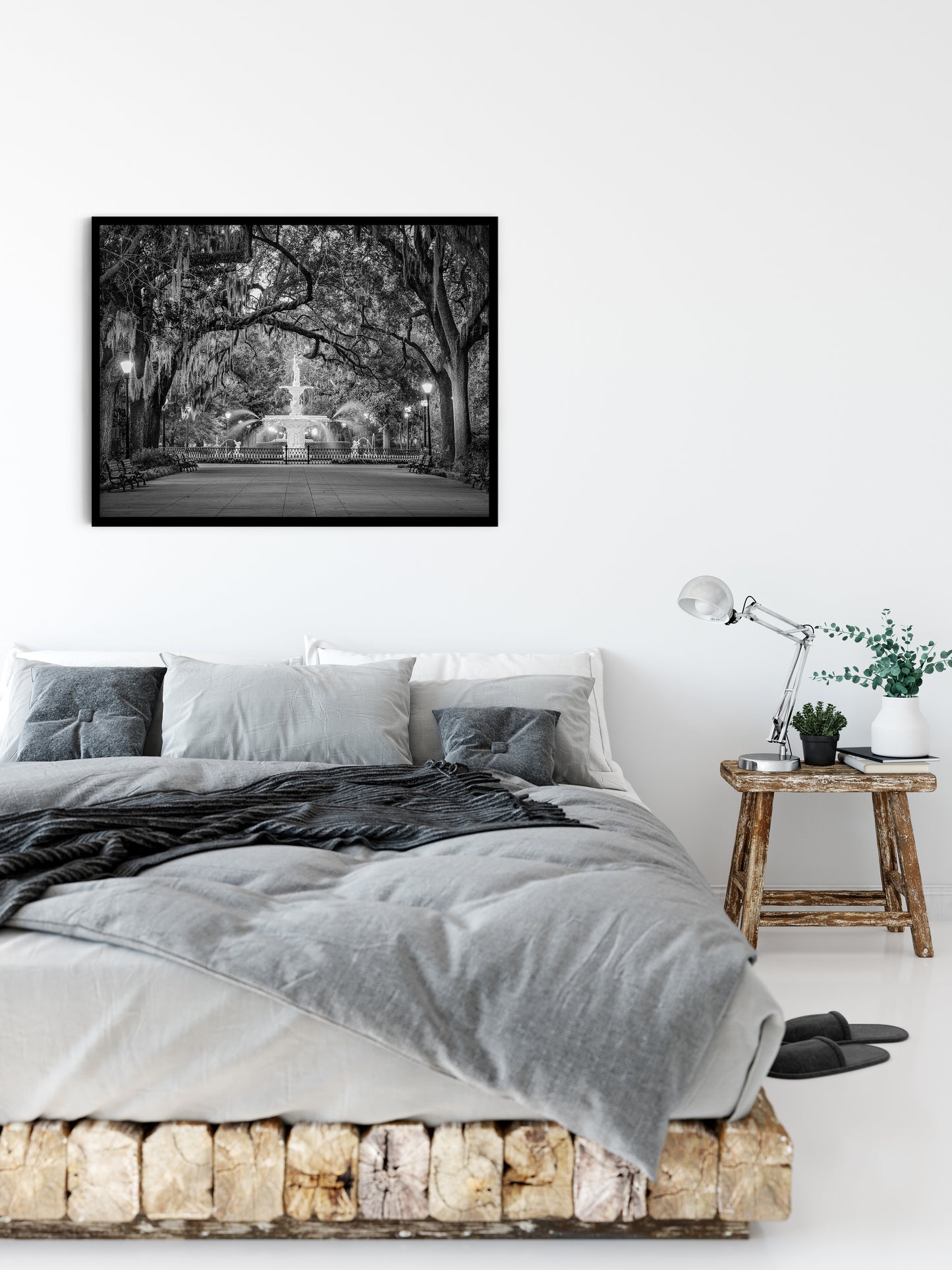 Fountain Forsyth Park Savannah Ga 4 Black and White Architectural Print Loose Wall Art Print