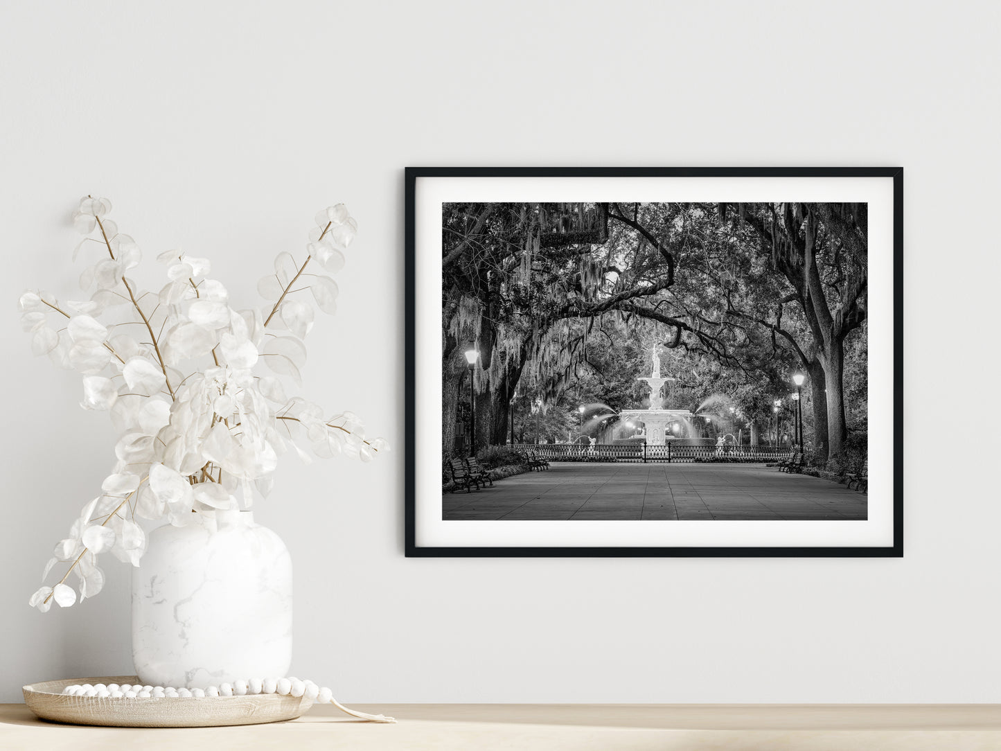 Fountain Forsyth Park Savannah Ga 4 Black and White Architectural Print Loose Wall Art Print