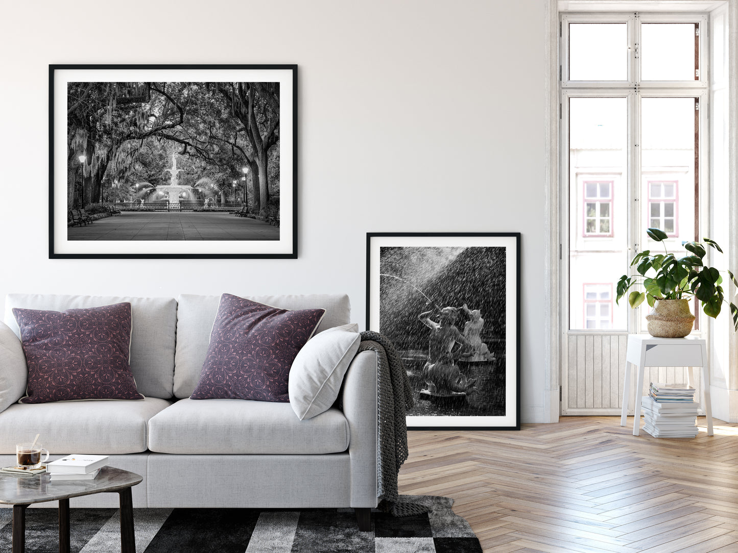 Fountain Forsyth Park Savannah Ga 4 Black and White Architectural Print Loose Wall Art Print