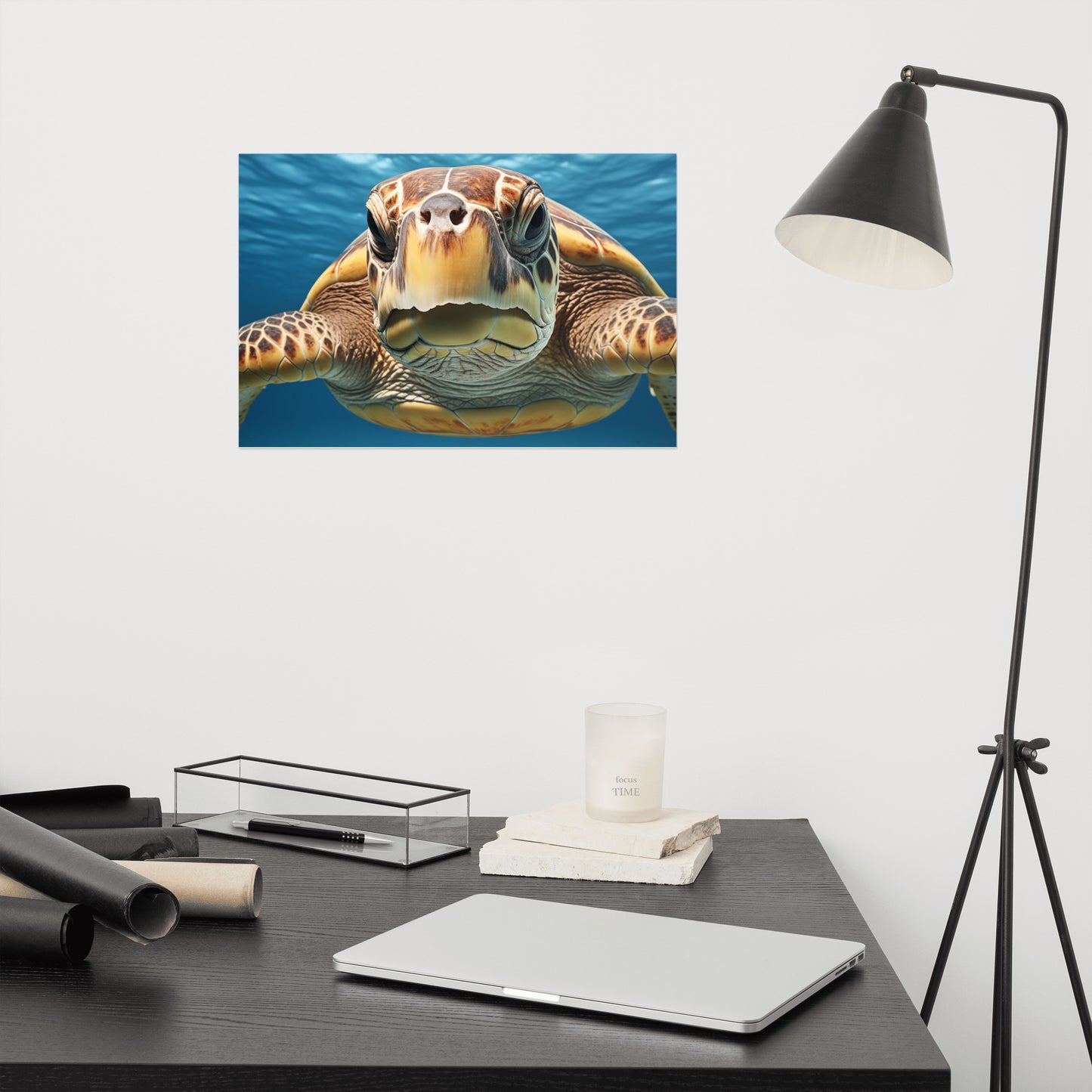 Artwork for Living Room: Ancient Mariner Sea Turtle Coastal Photorealism - Digital Artwork Frameable Print