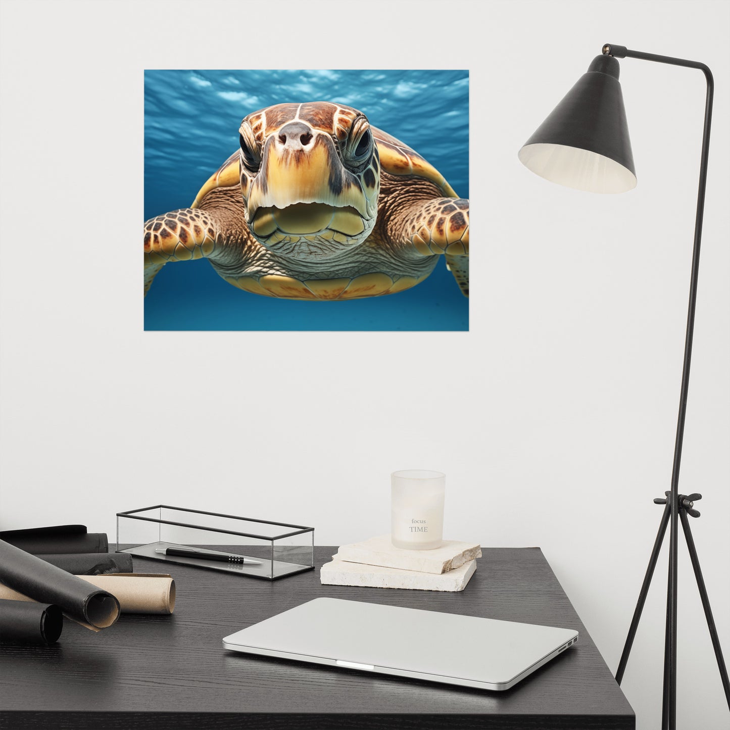 Artwork for Living Room Modern: Ancient Mariner Sea Turtle Coastal Photorealism - Digital Artwork Frameable Print