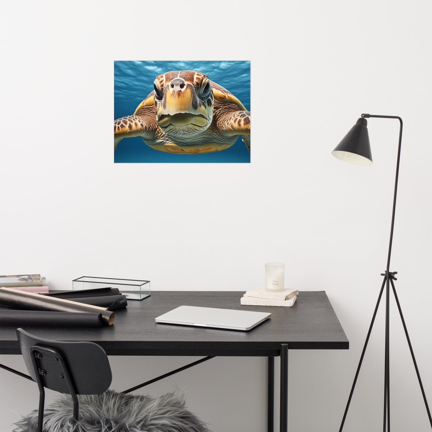 Artwork for Living Room Wall: Ancient Mariner Sea Turtle Coastal Photorealism - Digital Artwork Frameable Print