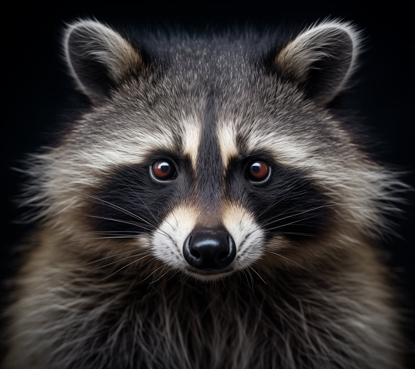 Bandit Eyes Raccoon Portrait Photorealism Painting- Digital Artwork Loose Print