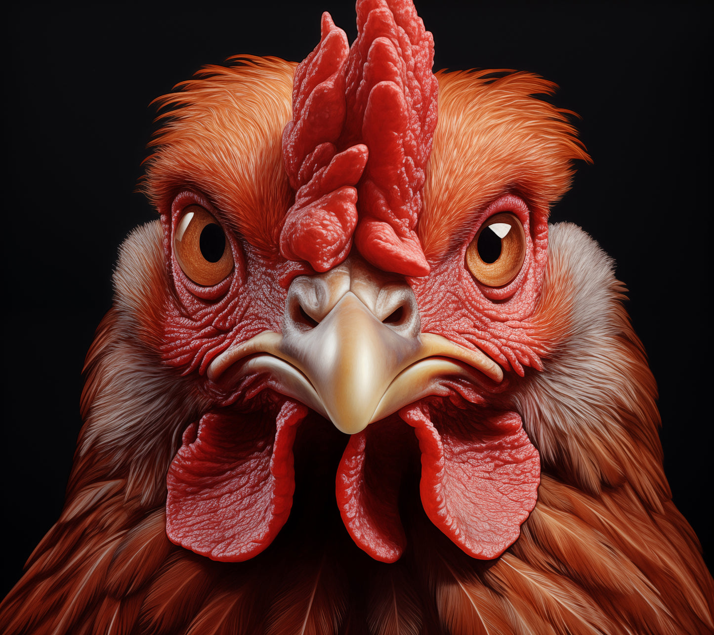 Barnyard Sentinel Rooster Photorealism Painting - Digital Artwork Loose Print