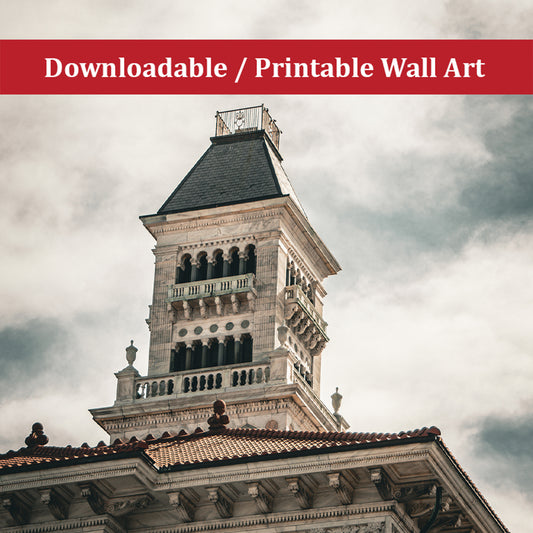 Bell Tower on Tomochichi Federal Building Savannah Ga Architectural Photo DIY Wall Decor Instant Download Print - Printable