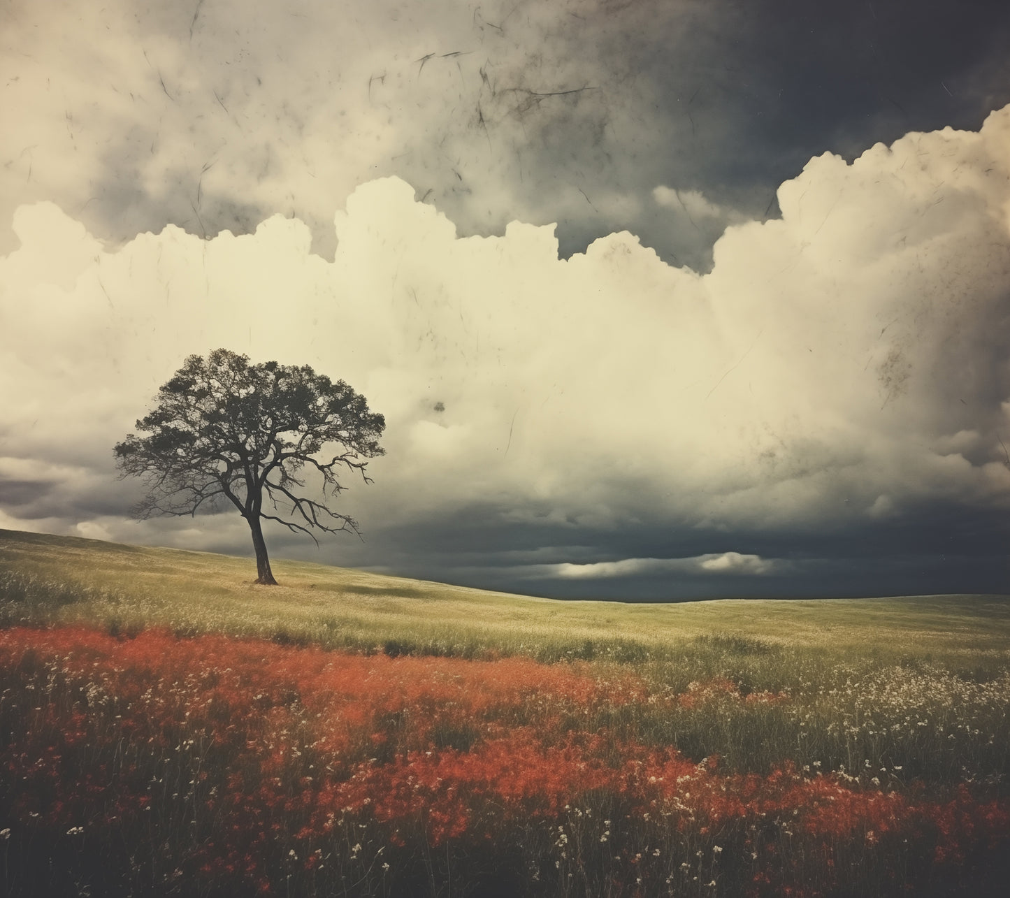 Beneath a Weathered Sky Subdued Retro Rustic Photorealism Painting - Digital Artwork Loose Art Print