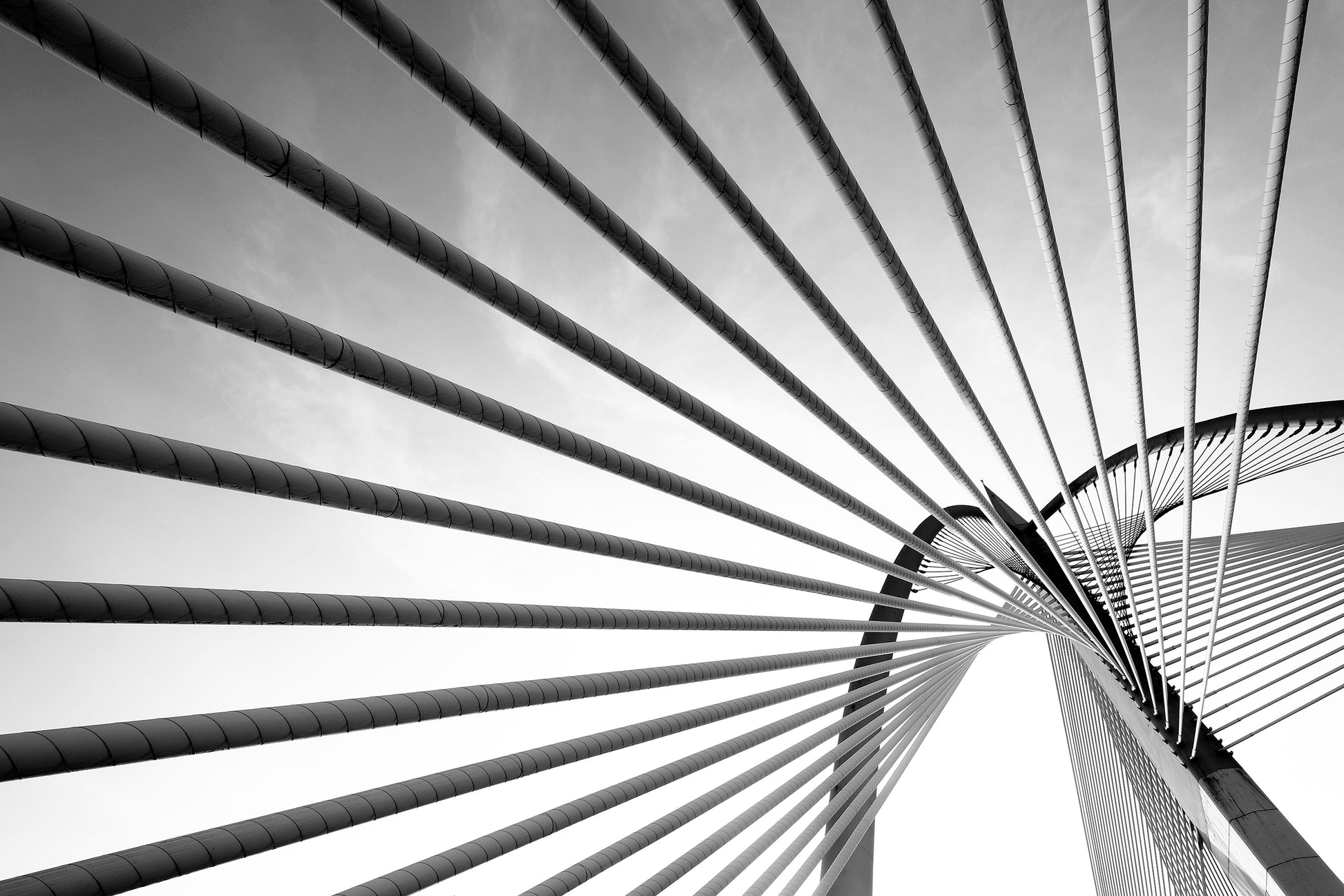 Abstract Photography Architecture: Convergence Black and White Frameless Art Print