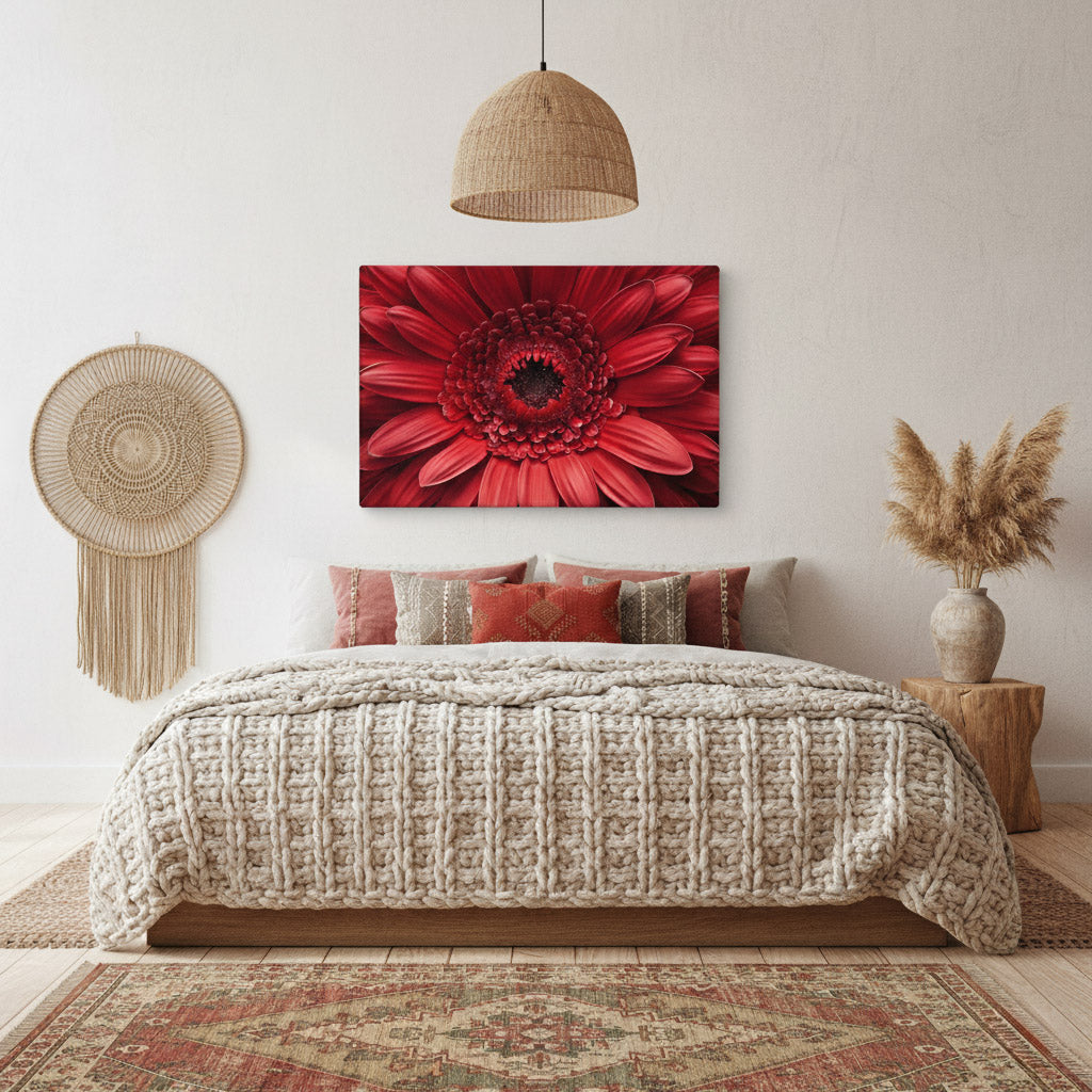 Bloomin' Beautiful Floral Photorealistic Digital Artwork Canvas Wall Art Print in Modern Boho Bedroom Setting
