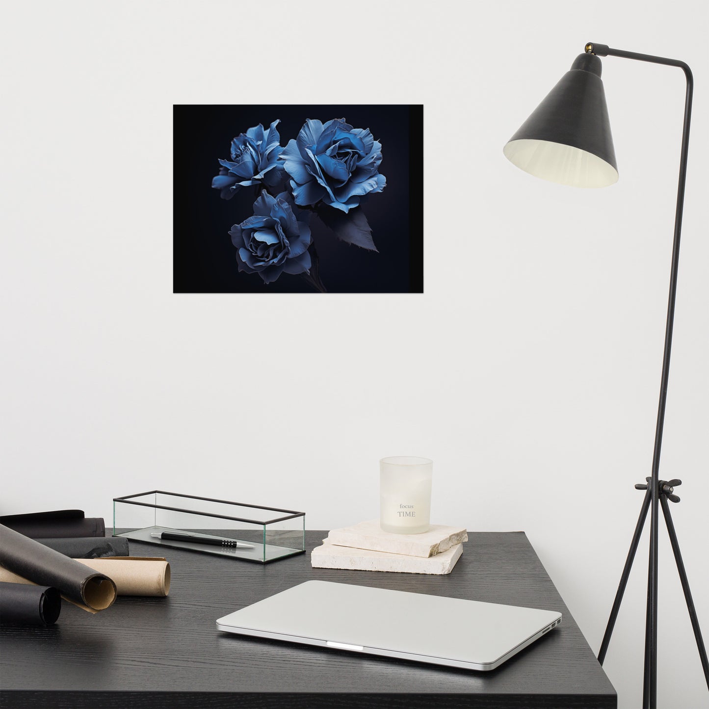 Blue Floral Wall Art: A Symphony of Petals - Flowers Photorealism Painting - Digital Loose Art Print