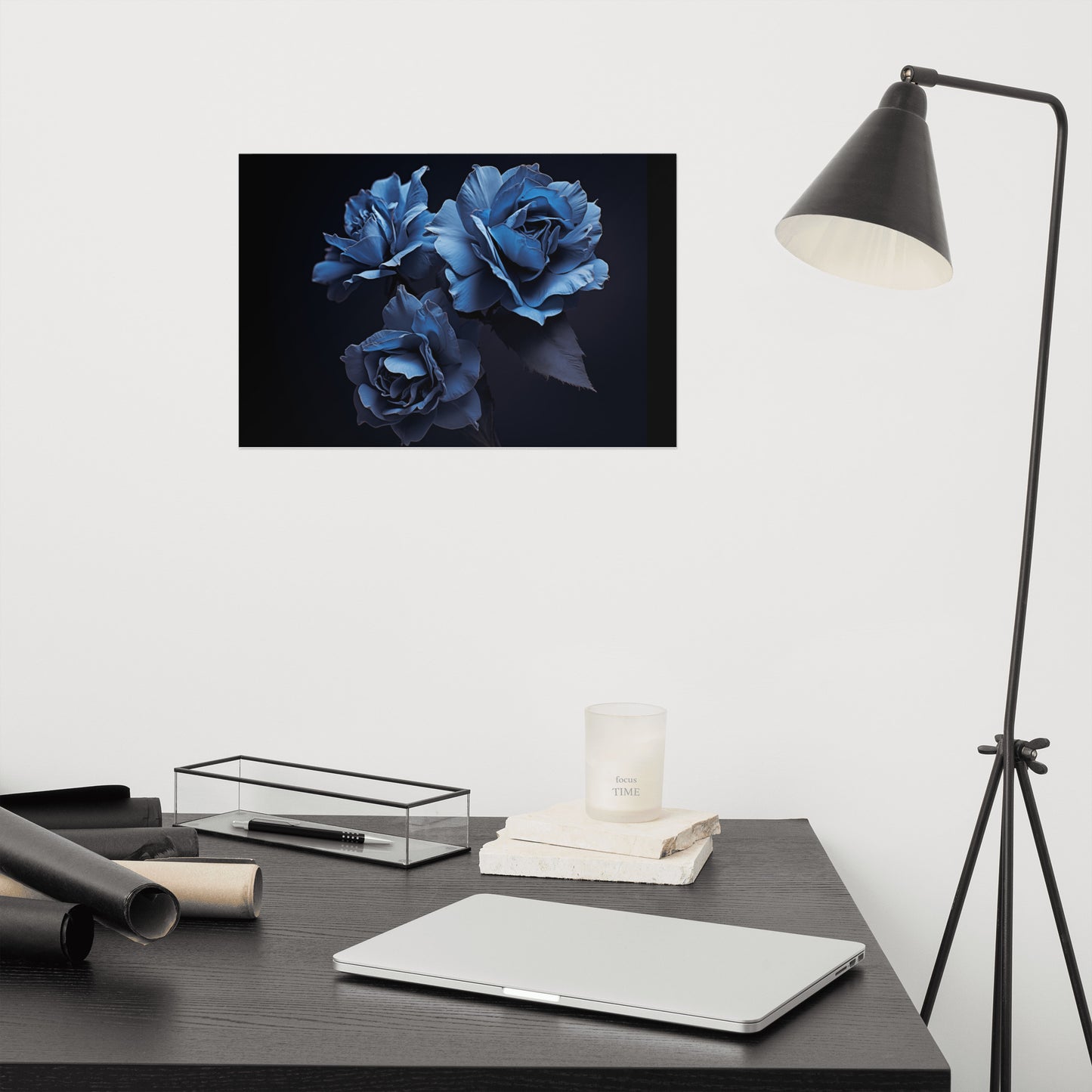 Blue Flower Art Prints: A Symphony of Petals - Flowers Photorealism Painting - Digital Loose Art Print