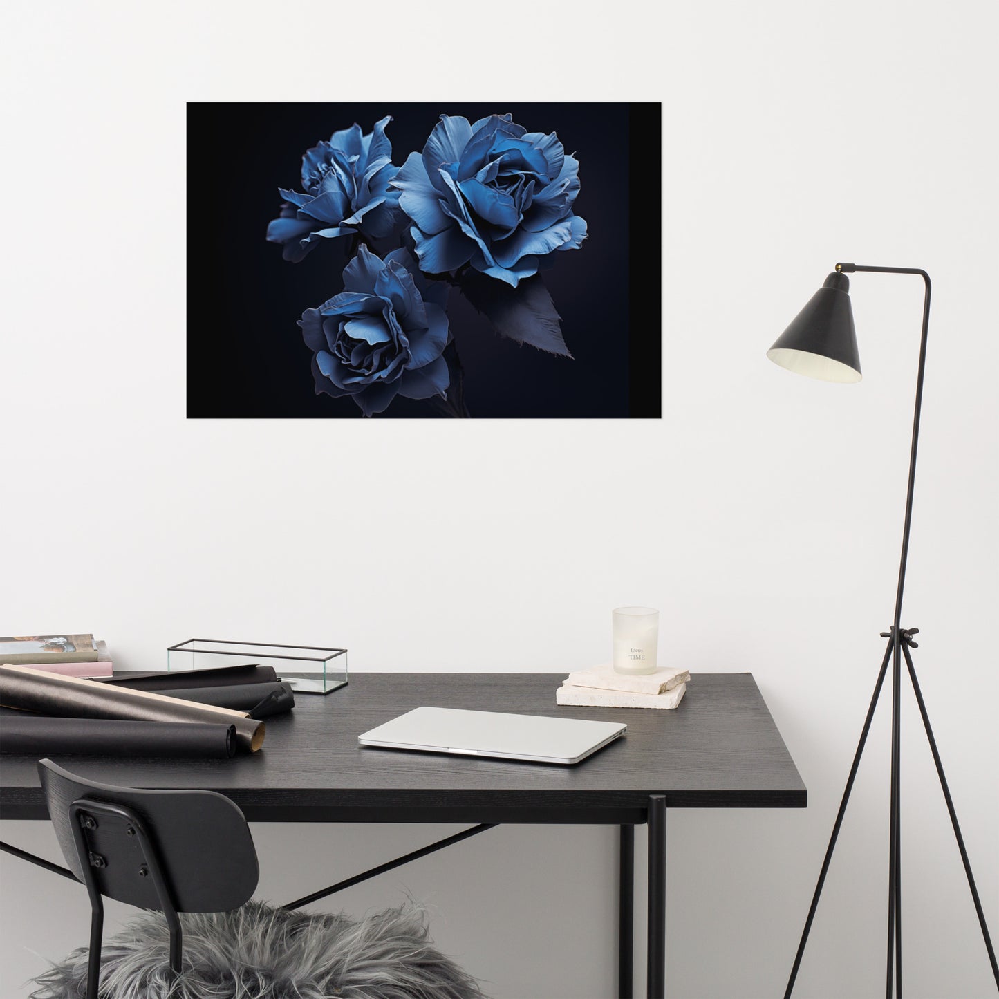 Blue Flower Poster: A Symphony of Petals - Flowers Photorealism Painting - Digital Loose Art Print