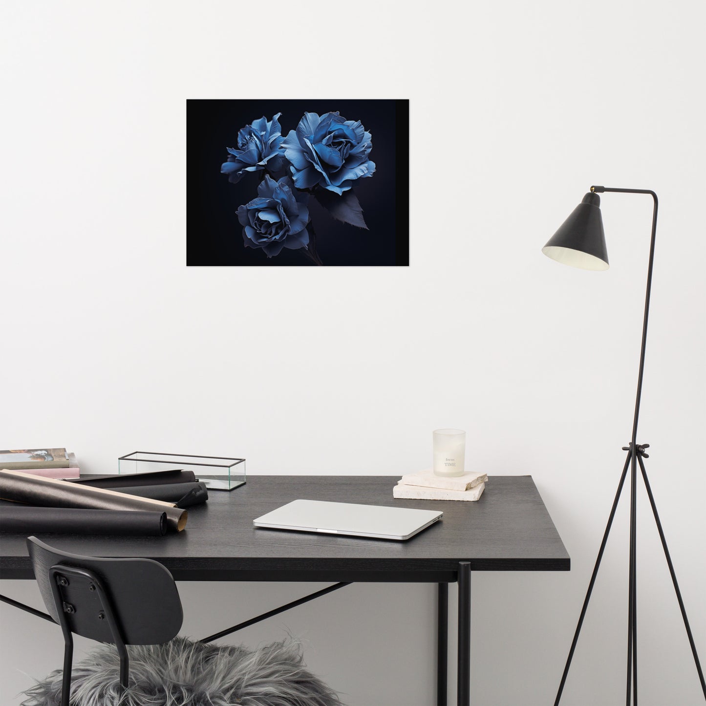 Blue Flowers Artwork: A Symphony of Petals - Flowers Photorealism Painting - Digital Loose Art Print