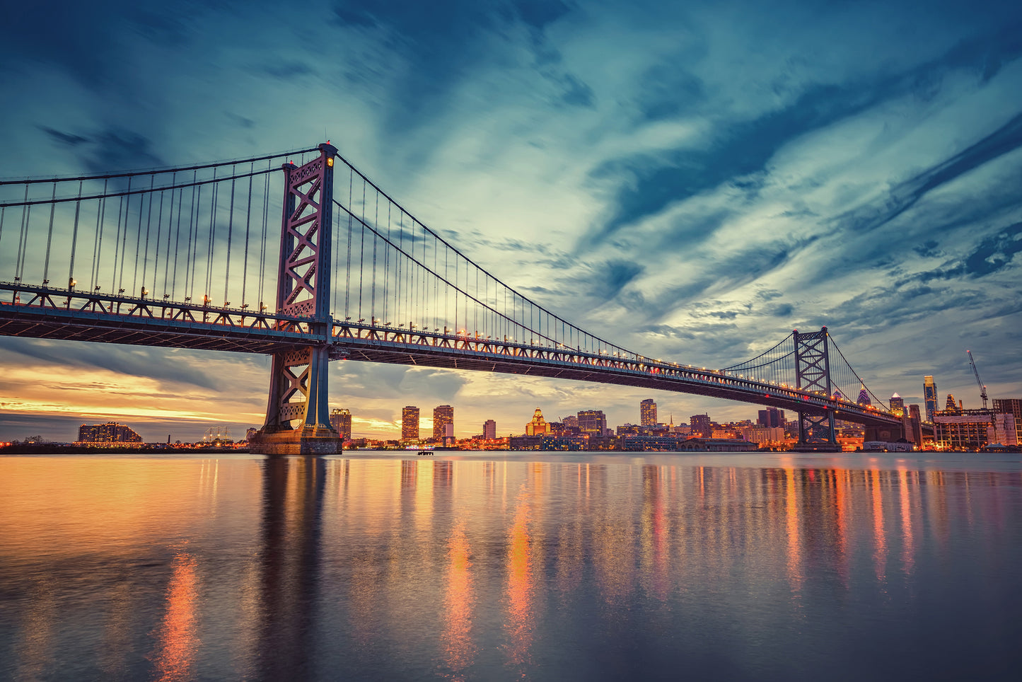 Steel Lace at Dusk Urban Landscape Architectural Photograph Canvas Wall Art Print