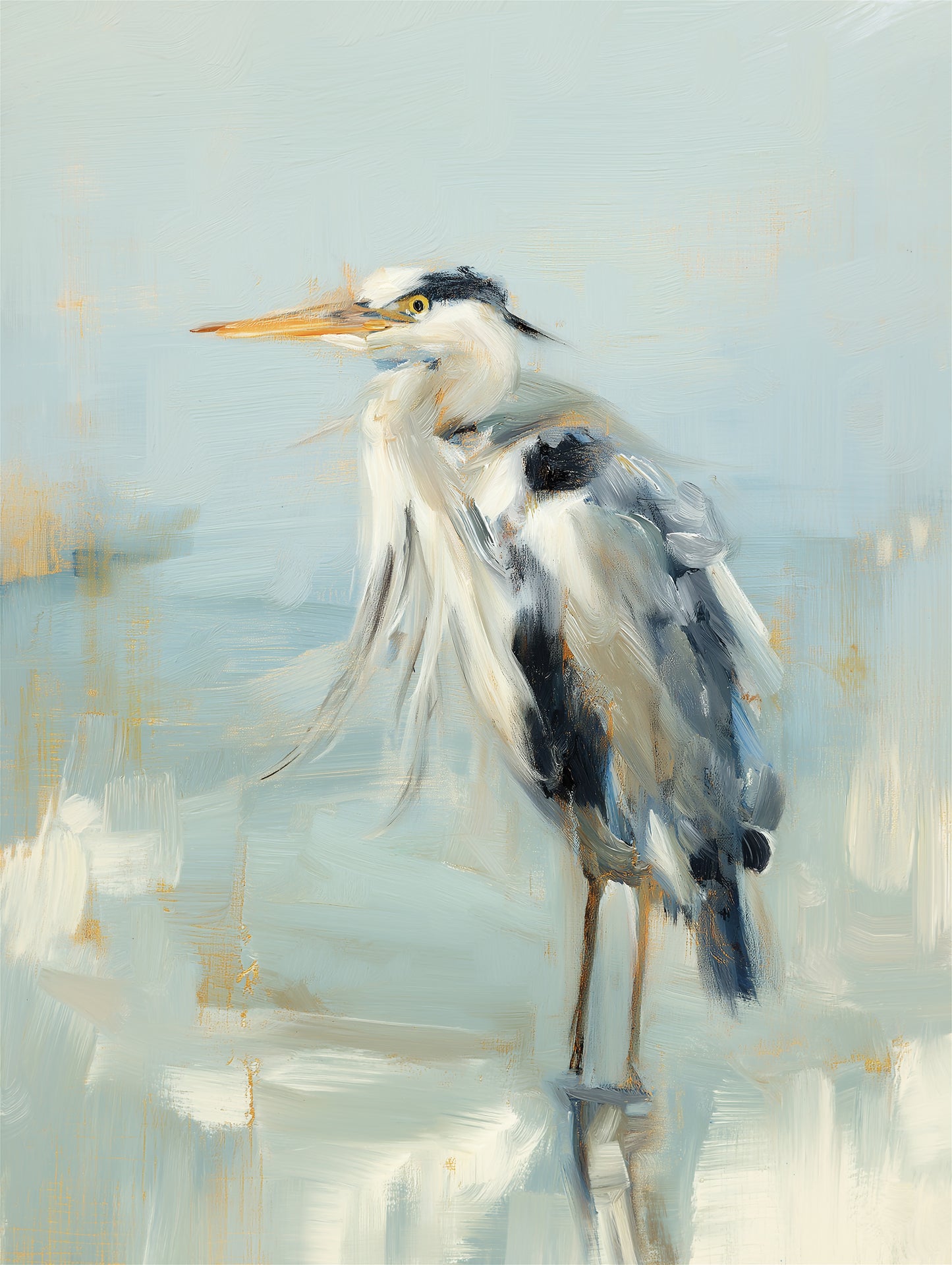 Brushstrokes of Blue Wildlife Digital Painting