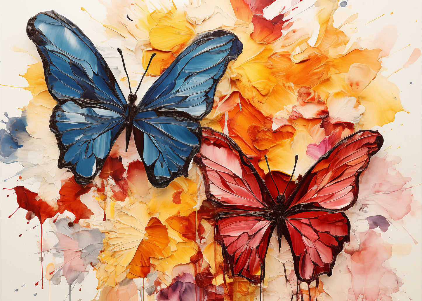 Butterflies in Bloom Painting Digital Artwork Loose Art Print