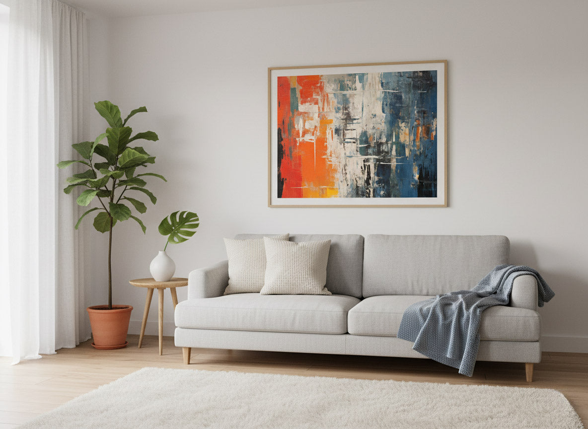 Chromatic Crossroads Abstract Digital Painting DIY Downloadable and Printable Wall Art Print in Scandinavian Style Living Room