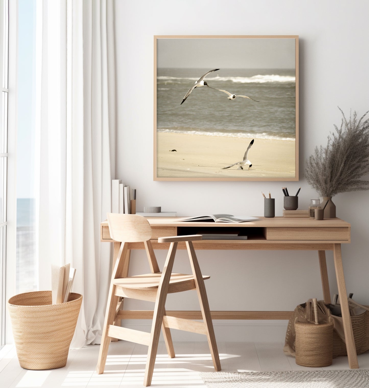 DIY Downloadable and Printable Wall Art Prints Life at the Shore Coastal Landscape Photograph in Home Office Setting 2