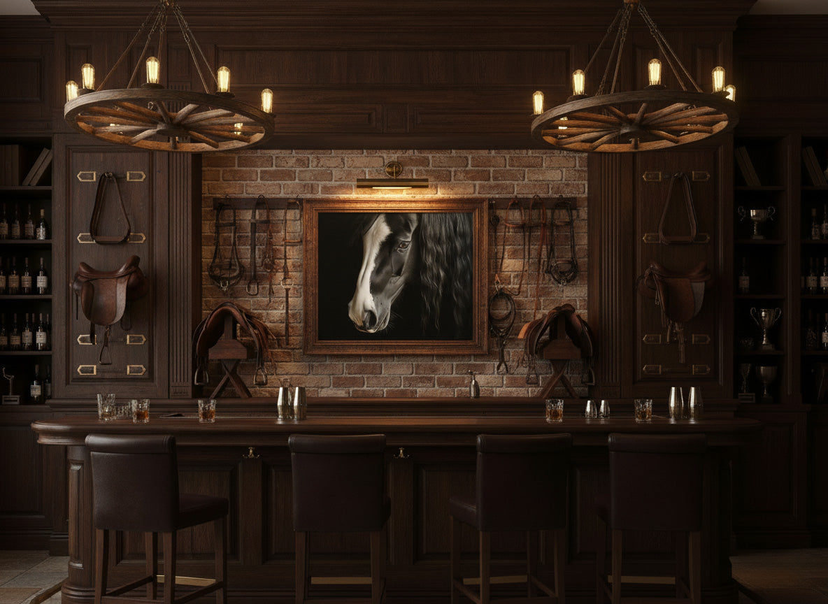 Ebony and Ivory Photorealistic Digital Artwork DIY Downloadable and Printable Wall Art Print in Equine Style Bar